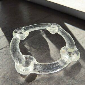 Vintage 1970s Pukeberg Round Glass 4 Taper Candlestick Holder Clear Glass Decor